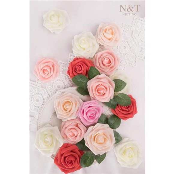Artificial Flowers 25pcs Real Looking Artificial Roses w/ Stems for Wedding DIY - Picture 7 of 7